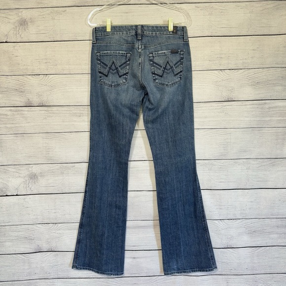 7 For All Mankind Denim - 7 For All Mankind Womens Flared Jeans Size 28 Embroidered Pocket Western Rodeo